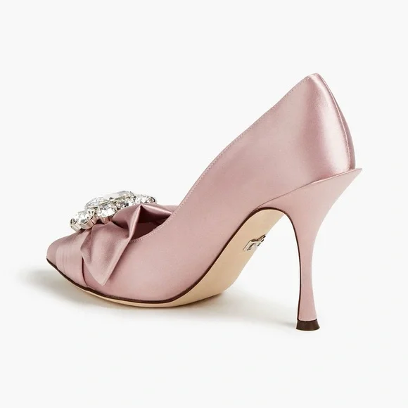 Size 38 DOLCE&GABBANA Crystal-embellished satin pumps NWT - Picture 4 of 13